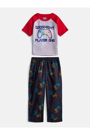 Boys Short Sleeve Graphic Tee and Wide Leg Pants Sleep Set, 2-Piece, Sizes 4-18