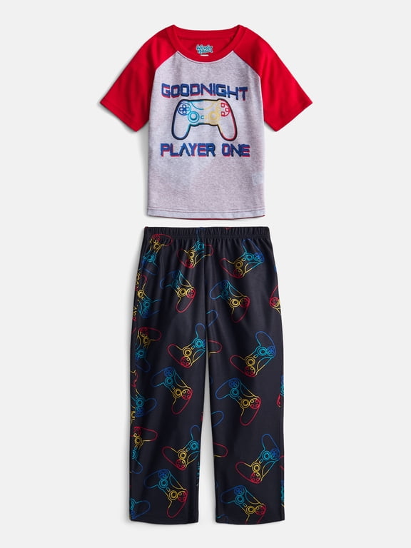 Boys Short Sleeve Graphic Tee and Wide Leg Pants Sleep Set, 2-Piece, Sizes 4-18