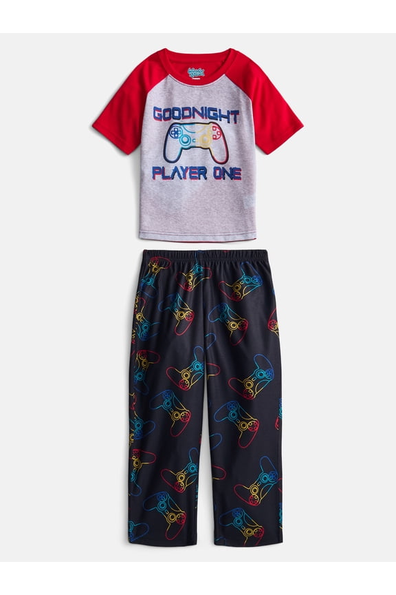 Boys Short Sleeve Graphic Tee and Wide Leg Pants Sleep Set, 2-Piece, Sizes 4-18