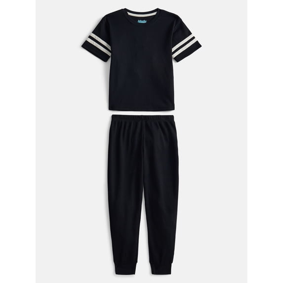 Wonder Nation Boys Waffle Knit Short Sleeve Top and Pants Pajama Set, 2 Piece, Sizes 4-18