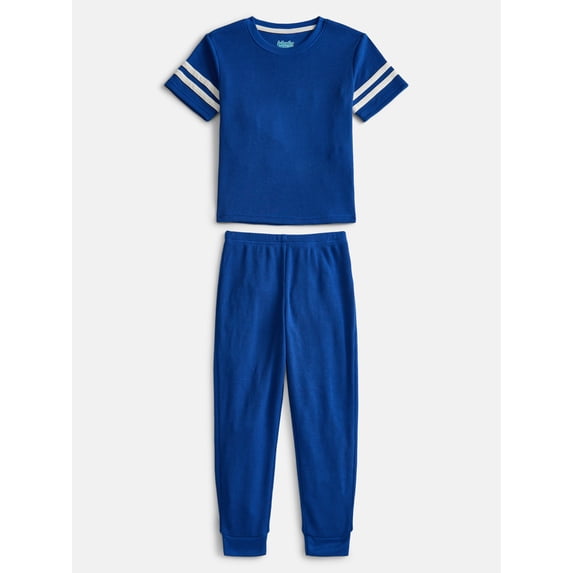 Wonder Nation Boys Waffle Knit Short Sleeve Top and Pants Pajama Set, 2 Piece, Sizes 4-18