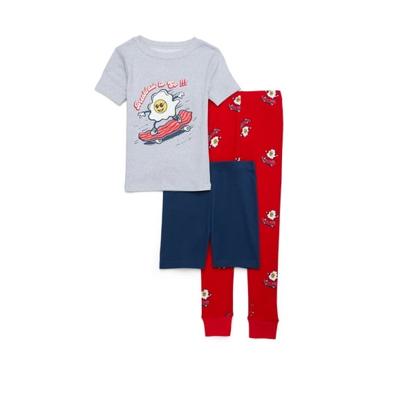 Wonder Nation Boys Short Sleeve Top, Pants and Shorts Pajama Sleep Set, 3-Piece, Sizes 4-10