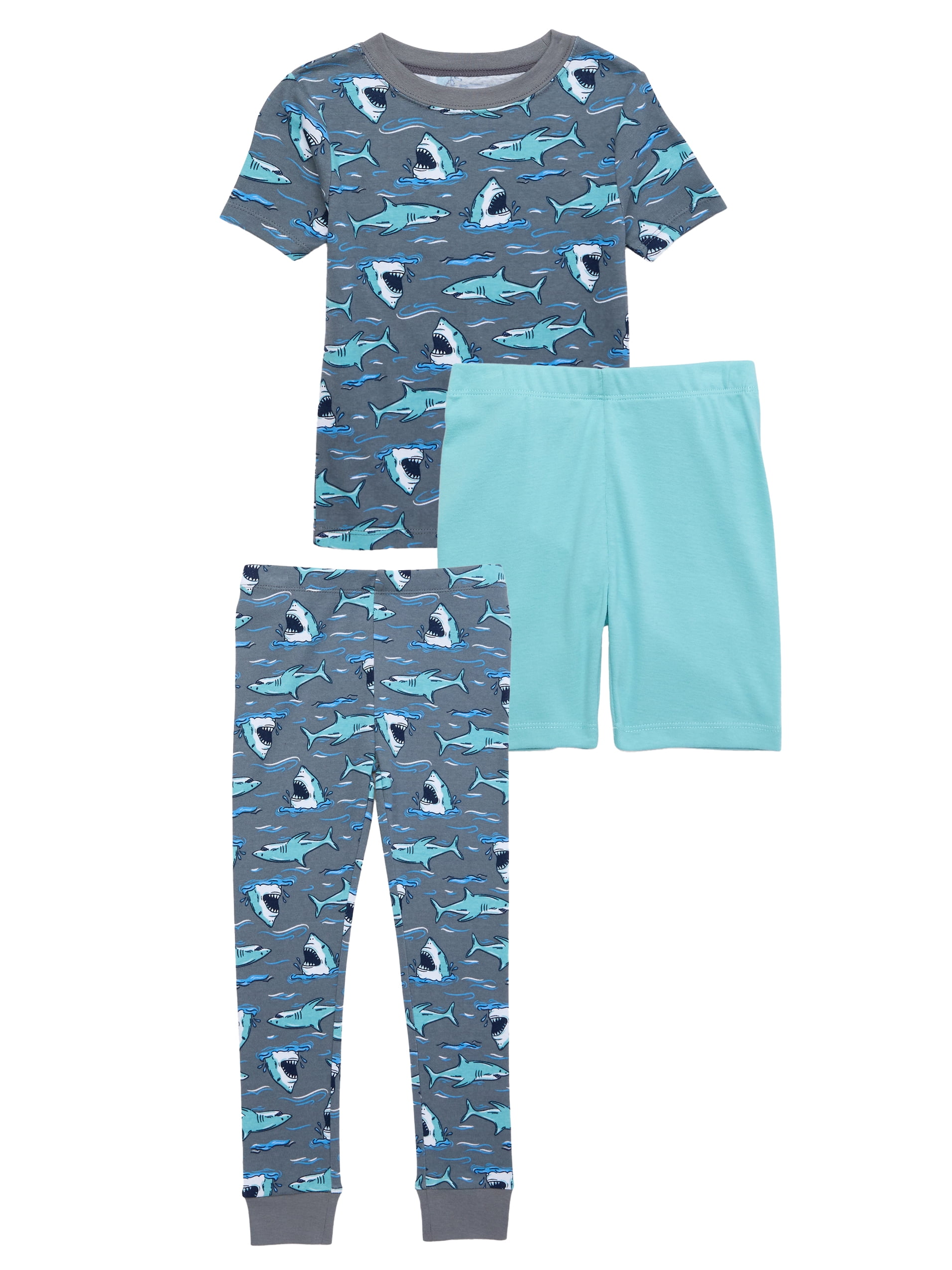 Wonder Nation Boys Short Sleeve Top, Pants and Shorts Pajama Sleep Set, 3-Piece, Sizes 4-10
