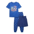 thumbnail image 1 of Wonder Nation Boys 3-Piece Sleep Set, Graphic Tee, Pants and Shorts, Mellow Blue, Sizes 4-16 & Husky, 1 of 3