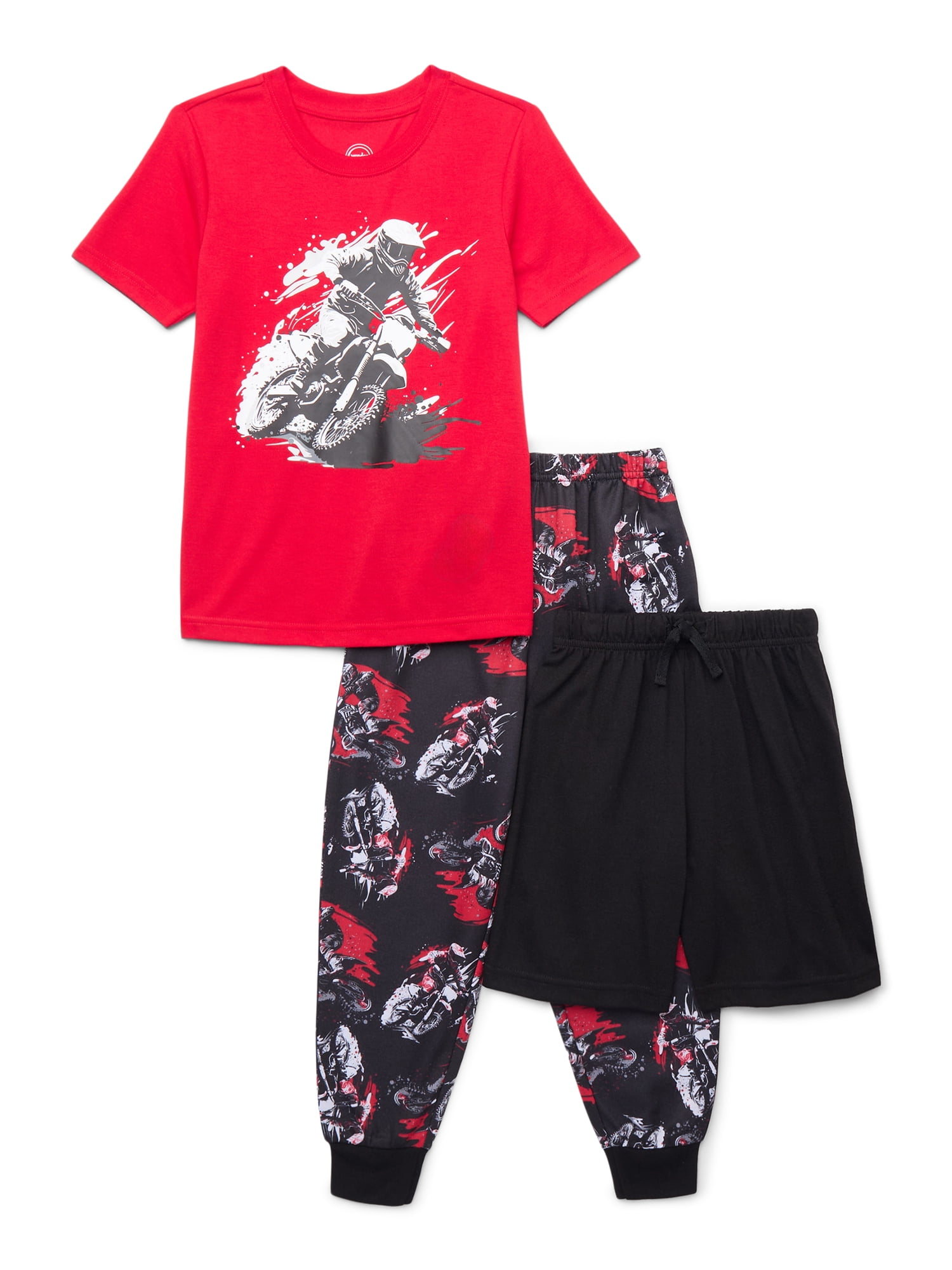 Boys Graphic Tee Pants and Shorts Sleep Set, 3-Piece, Sizes 4-16 & Husky
