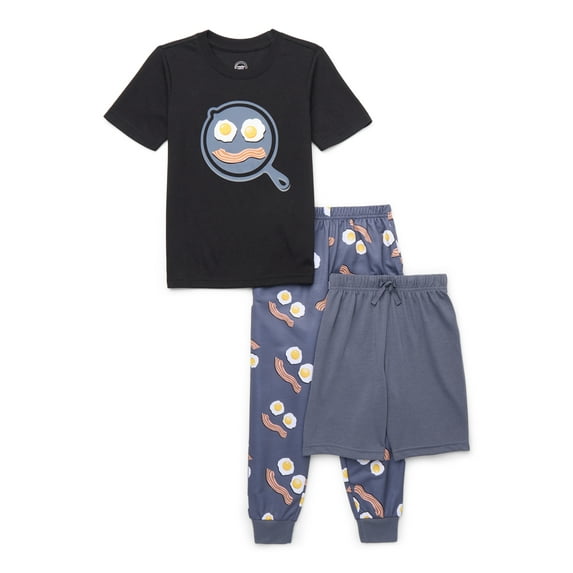 Wonder Nation Boys Graphic Tee Pants and Shorts Sleep Set, 3-Piece, Sizes 4-16 & Husky