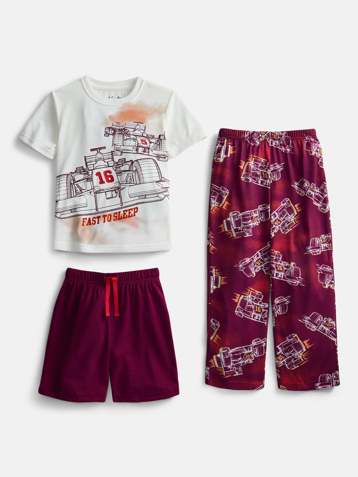 Wonder Nation Boys Short Sleeve Top, Shorts and Pants Transitional Sleep Set, 3-Piece, Sizes 4-18