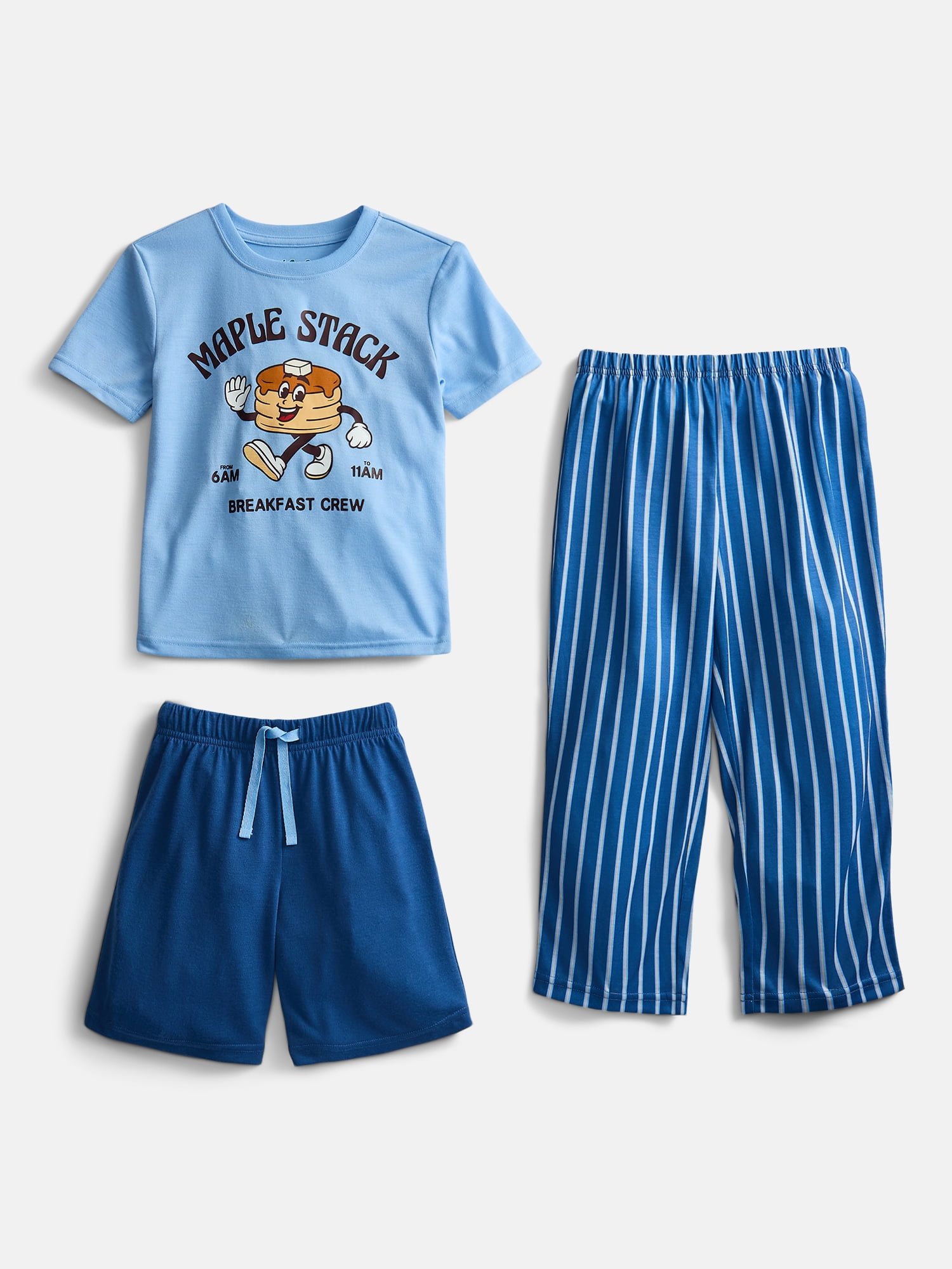 Wonder Nation Boys Short Sleeve Top, Shorts and Pants Transitional Sleep Set, 3-Piece, Sizes 4-18