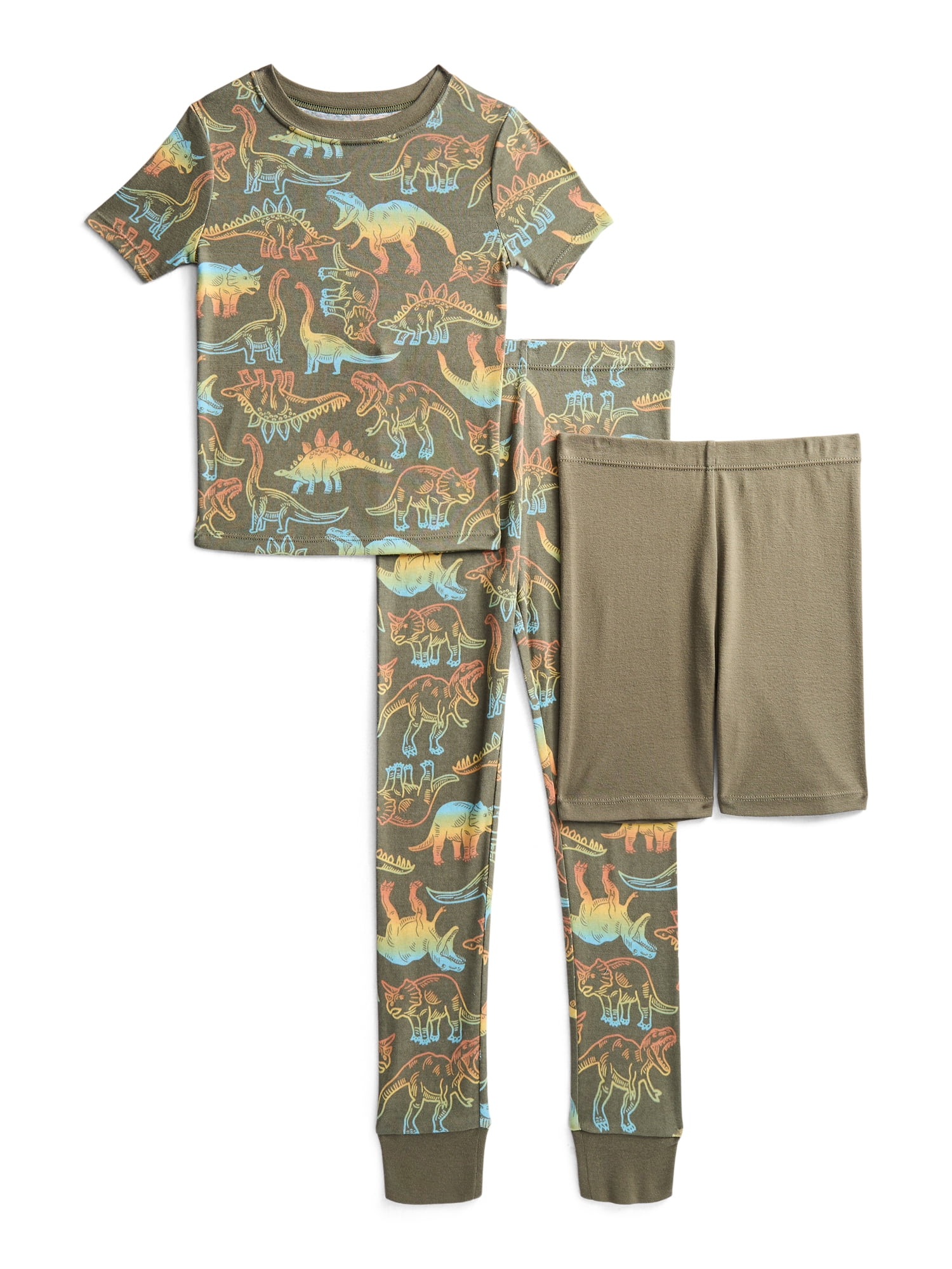 Wonder Nation Boys Short Sleeve Top, Pants and Shorts Pajama Sleep Set, 3-Piece, Sizes 4-10