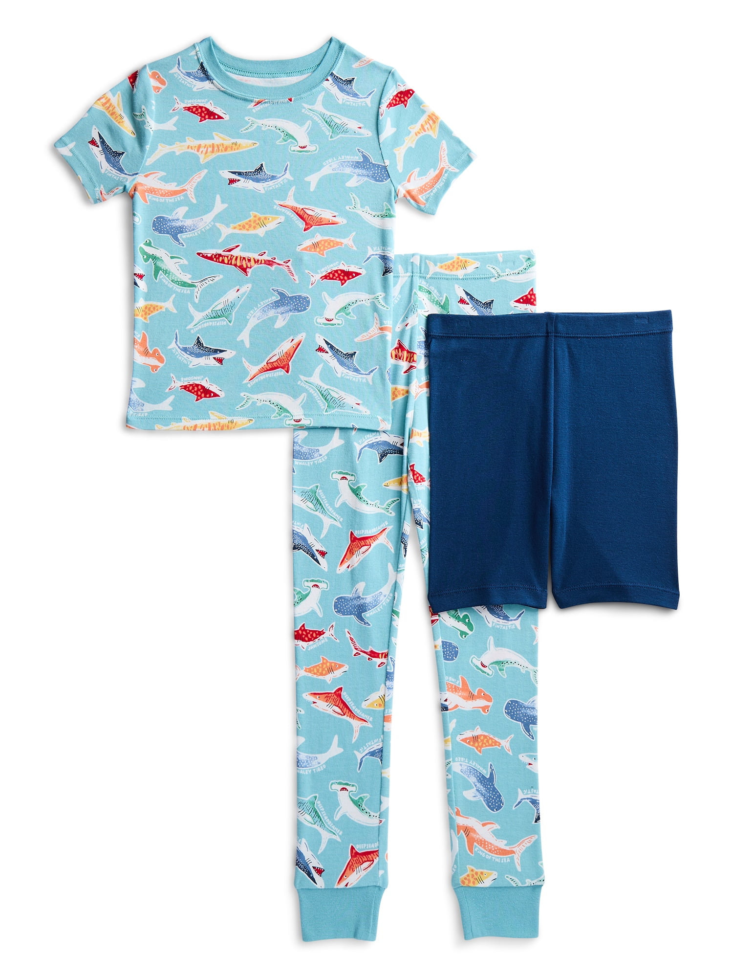 Wonder Nation Boys Short Sleeve Top, Pants and Shorts Pajama Sleep Set, 3-Piece, Sizes 4-10