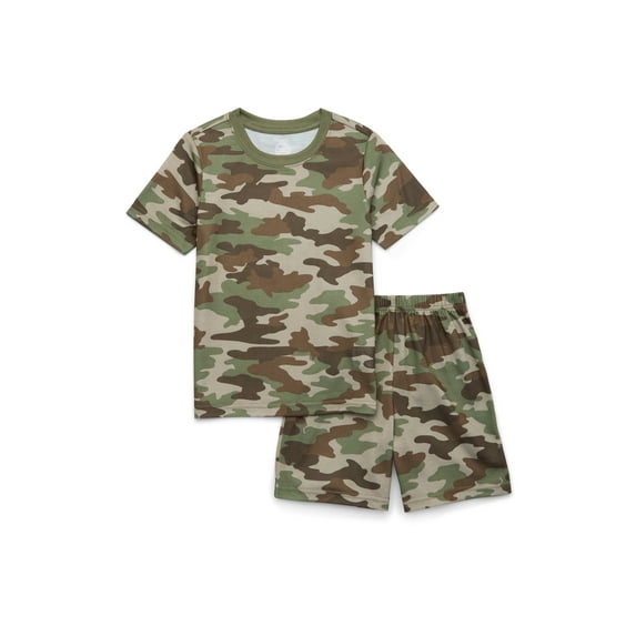 Wonder Nation Boys Short Sleeve and Shorts 2-Piece Pajama Sleep Set, Sizes 4-16 Husky