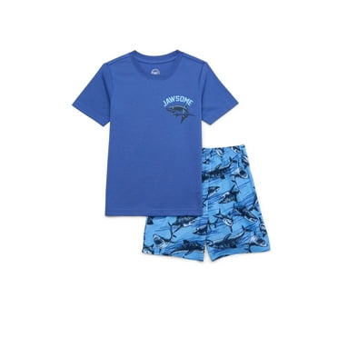 Wonder Nation Boys Short Sleeve and Shorts 2-Piece Pajama Sleep Set, Sizes 4-16 Husky