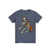 Wonder Nation Boys Skeleton Hang Out, Crew Neck, Short Sleeve, Graphic T-Shirt, Sizes 4-18