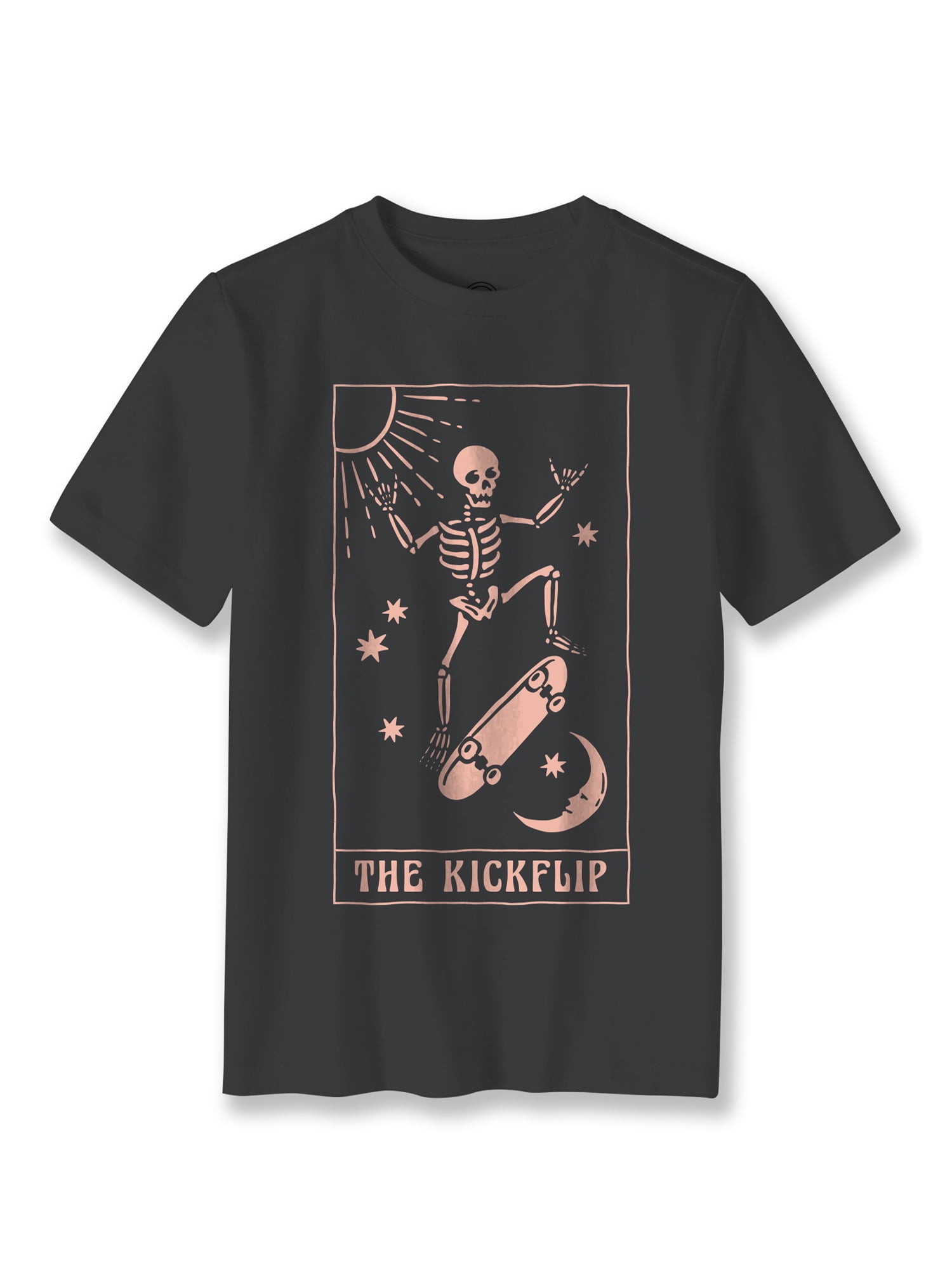 Wonder Nation Boys Skeleton Kick Flip Graphic T-Shirt, Crew