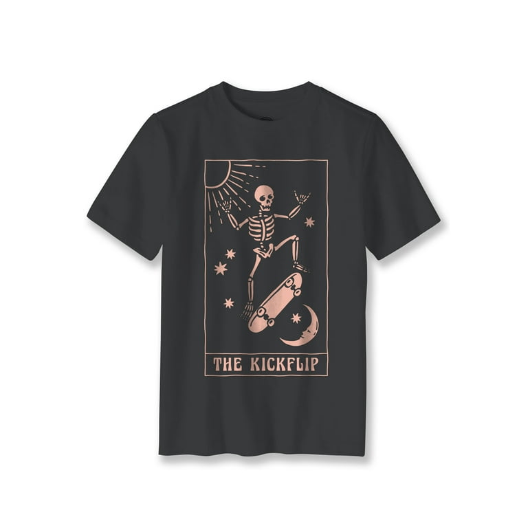 Wonder Nation Boys Skeleton Graphic T-Shirt Crew Neck Short