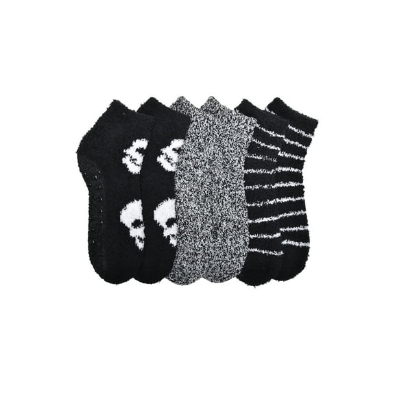 Wonder Nation Boys Skull Icon Cozy Ankle Socks, 3-Pack, Size L, Shoe Sizes 3-9
