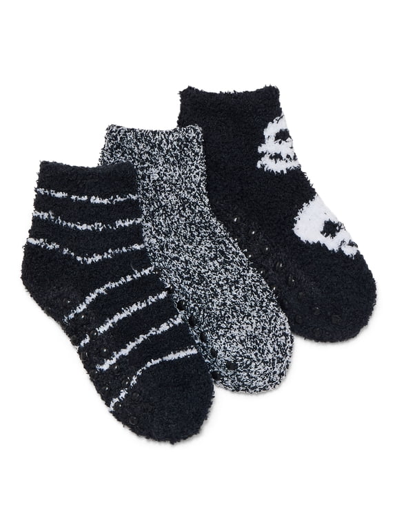 Boys Skull Icon Cozy Ankle Socks, 3-Pack, Size M, Shoe Sizes 2.5-9