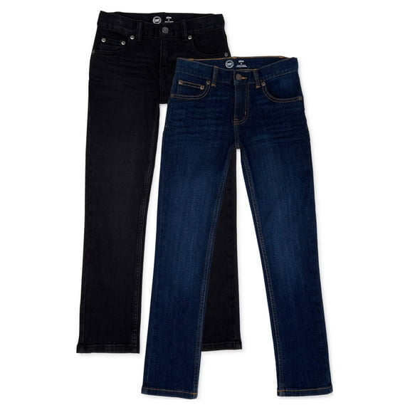 Wonder Nation Boys Slim Knit Denim Jeans, 2-Pack, Sizes 4-18 & Husky
