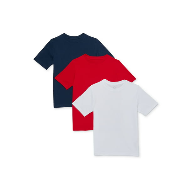 Wonder Nation Boys Solid Crewneck Short Sleeve T-Shirt 3-Pack Sizes 4 ...