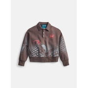 Wonder Nation Boys' Spider-Man Graphic Polo Sweatshirt with Long Sleeves, Sizes 4-18