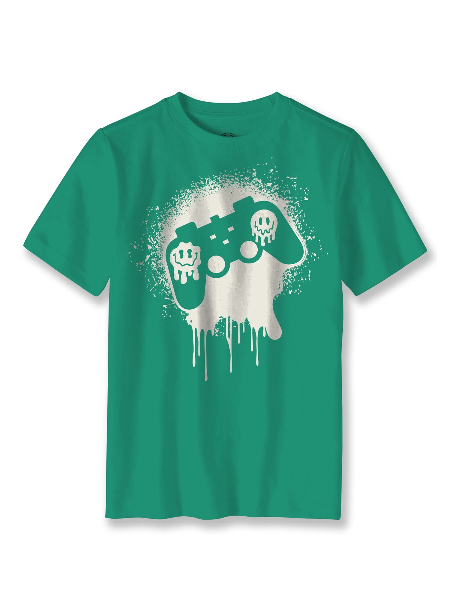 Wonder Nation Boys Splater Smiley Control, Crew Neck, Short Sleeve, Graphic T-Shirt, Sizes 4-18