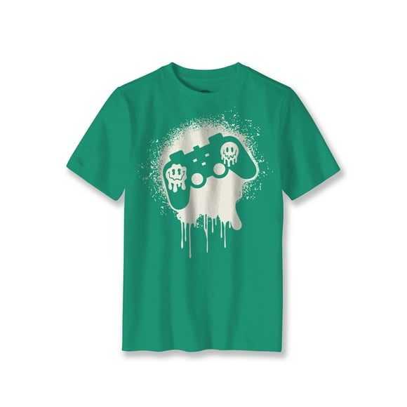 Boys Splatter Controller, Crew Neck, Short Sleeve, Graphic T-Shirt, Sizes 4-18