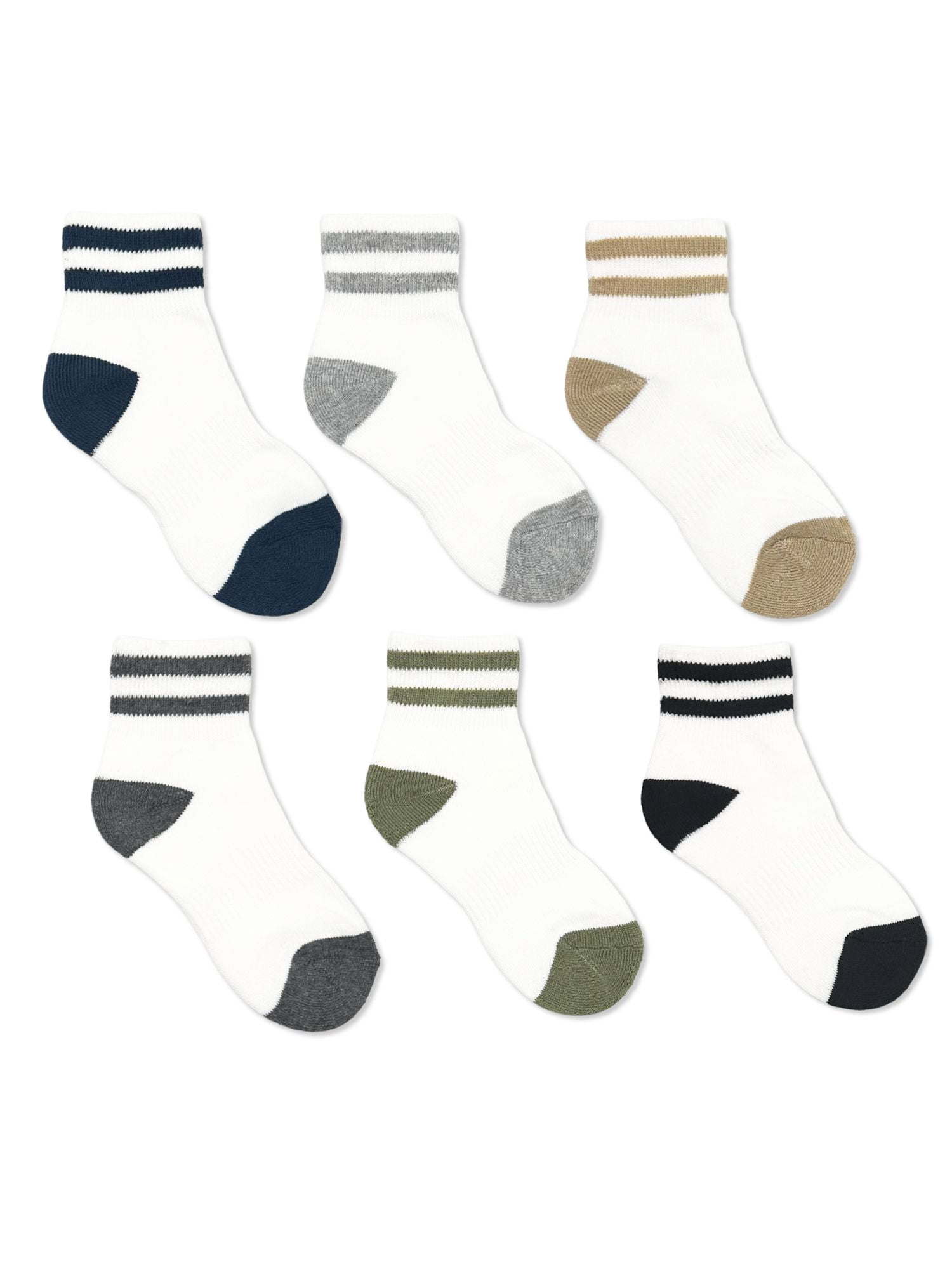 Wonder Nation Boys Sport Ankle Socks, 6-Pack, Sizes S-L