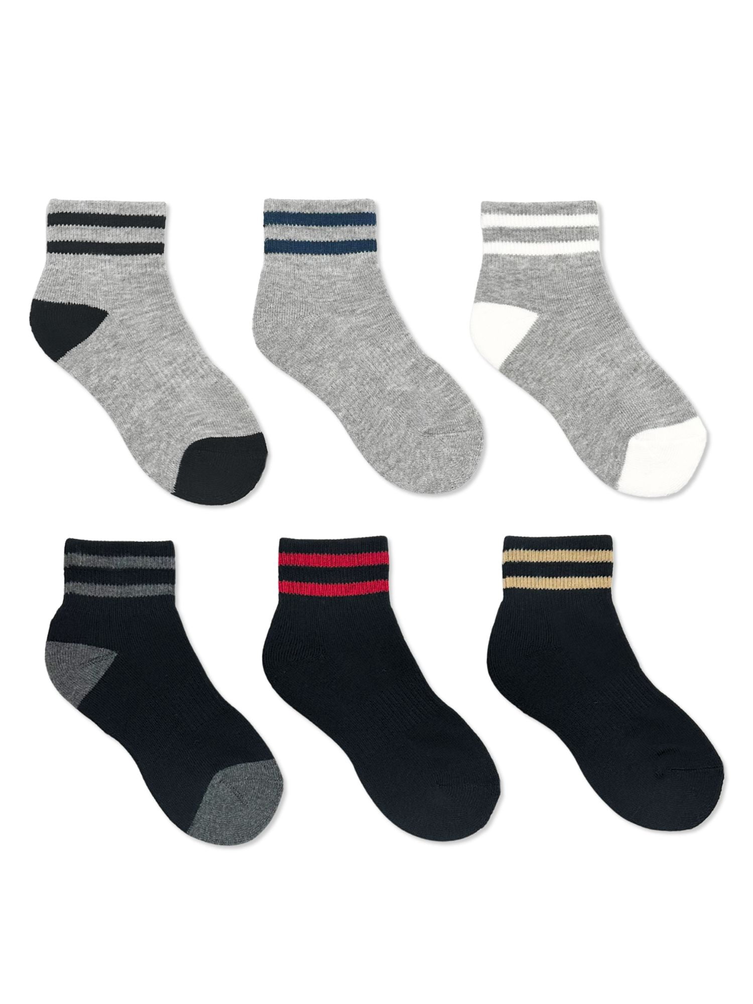 Wonder Nation Boys Sport Ankle Socks, 6-Pack, Sizes S-L