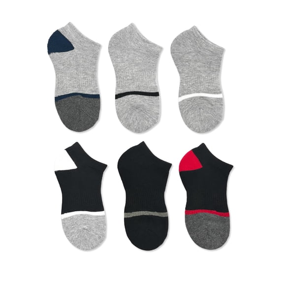 Wonder Nation Boys Sport No-Show Socks, 6-Pack, Sizes S-L