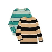 Wonder Nation Boys Long Sleeve Stripe T-Shirt, 2-Pack, Sizes 4-18 & Husky