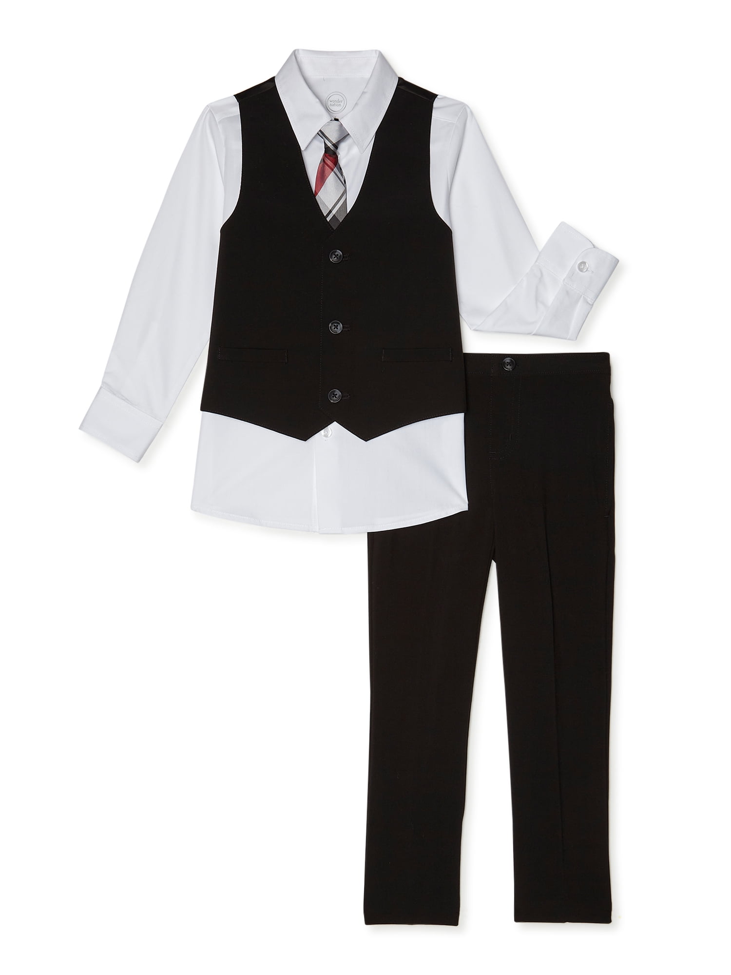 Wonder Nation Boys Suit Set with Vest, Button Down Shirt, Tie & Dress ...