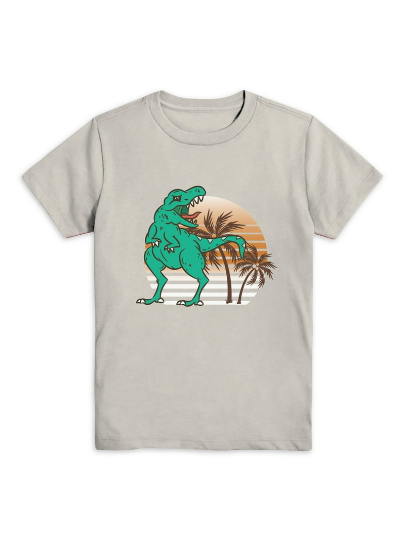 Wonder Nation Boys Sunshine Dino Graphic T-Shirt Crew Neck Short