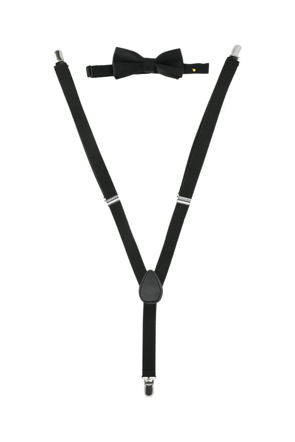 Boys’ Suspenders and Bow Tie Set Polyester, Black (Boy's)