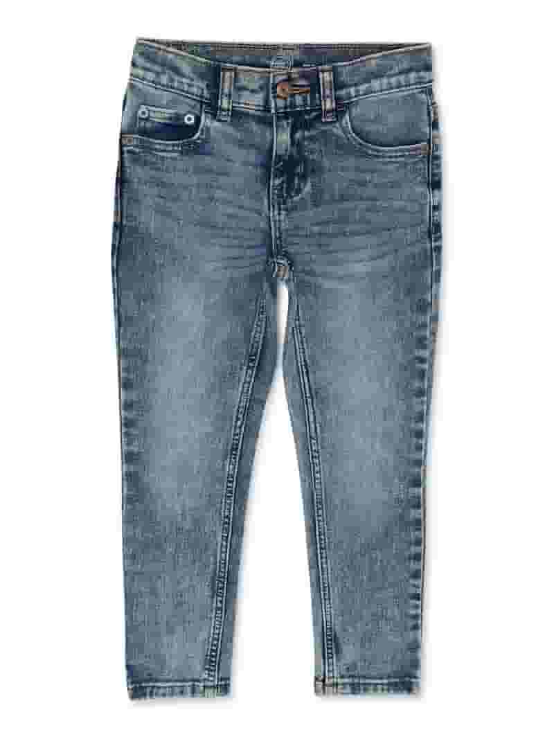 【WONDER WONDER】Hick Teen Brush Black Blue Wide Denim Pants Wonder Nation Boys Tapered Fit Denim Jeans, Sizes 4-18