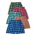 thumbnail image 1 of Wonder Nation Boys Plaid Woven Boxers, 5-Pack, Sizes S-XL, 1 of 3