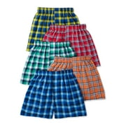 Wonder Nation Boys Plaid Woven Boxers, 5-Pack, Sizes S-XL