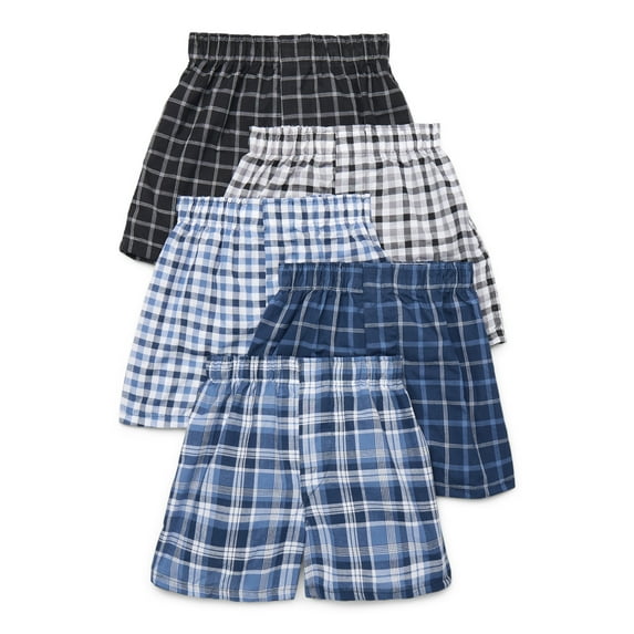 Wonder Nation Boys Plaid Woven Boxers, 5-Pack, Sizes S-XL