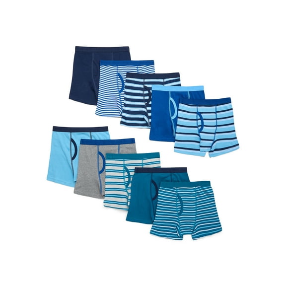Wonder Nation Boys Underwear Soft Cotton Boxer Briefs, 10-Pack, Sizes S-XXL & Husky
