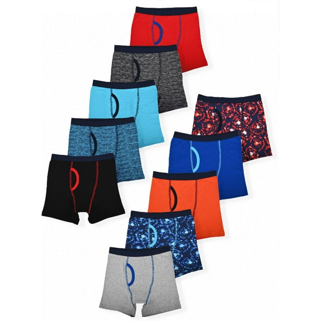 Wonder Nation Boys Underwear, Soft Cotton Boxer Briefs, 10Pack, Sizes