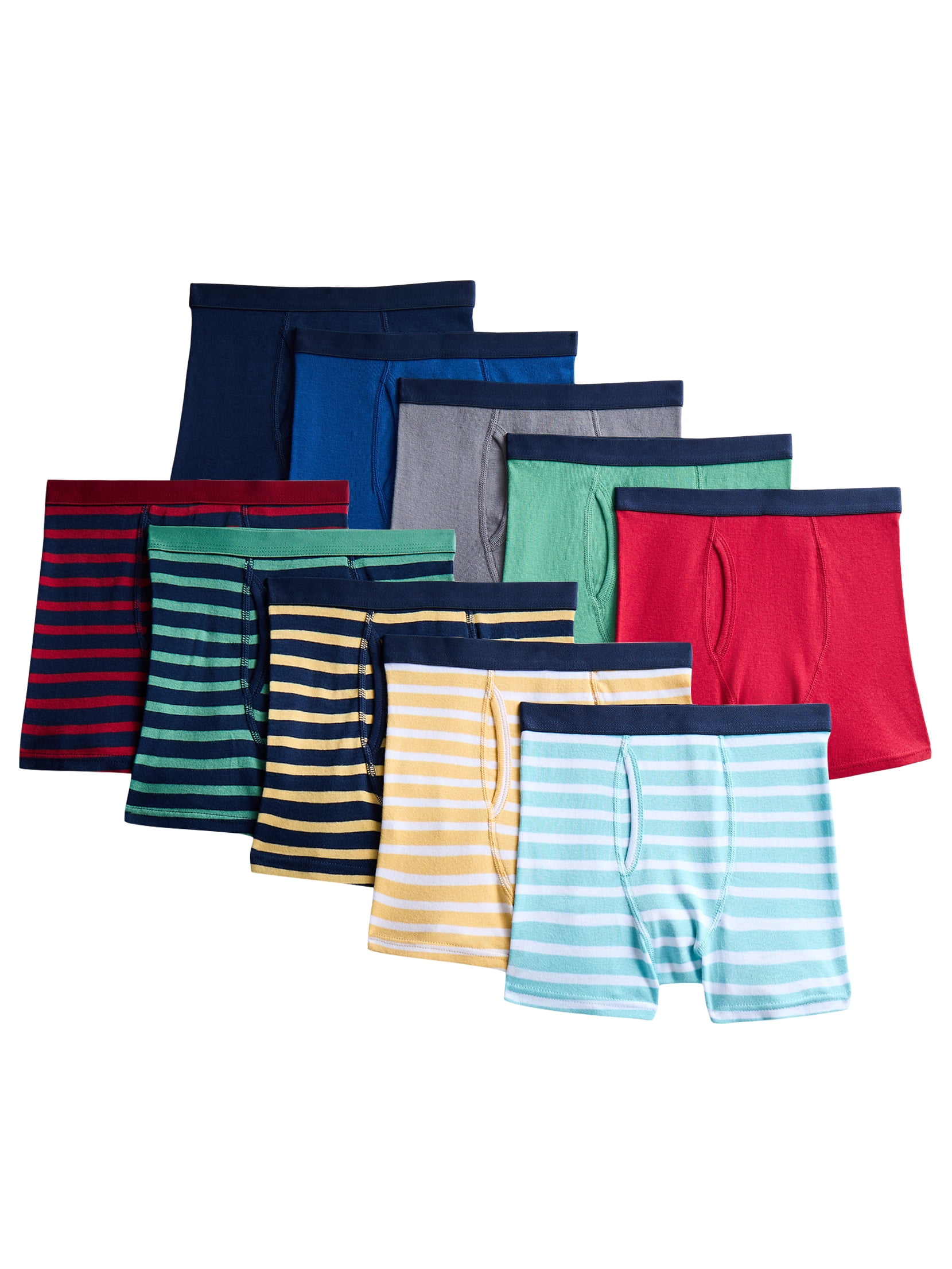 Wonder Nation Boys Underwear Soft Cotton Boxer Briefs, 10-Pack, Sizes S-XXL & Husky