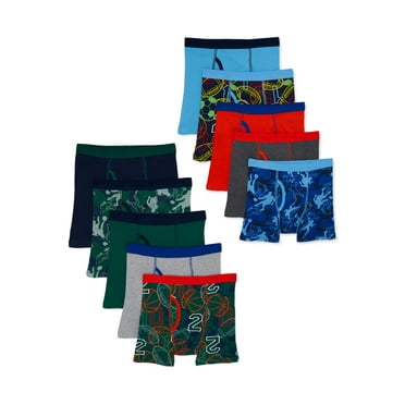 Wonder Nation Boys Underwear Soft Cotton Boxer Briefs, 10-Pack, Sizes S-XXL & Husky