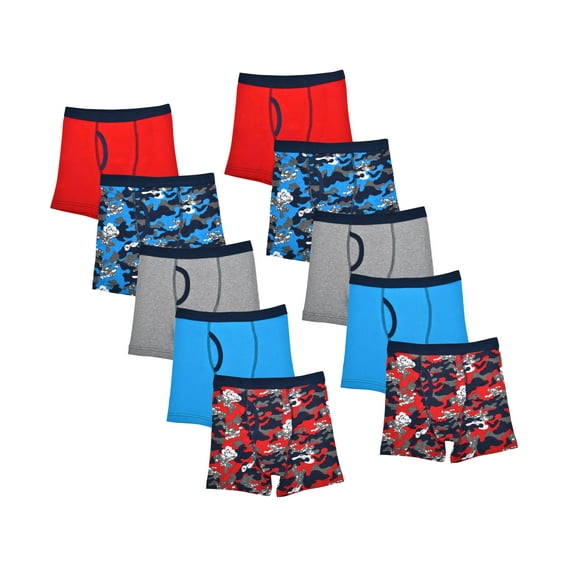 Wonder Nation Boys Underwear Soft Cotton Boxer Briefs, 10-Pack, Sizes S-XXL & Husky