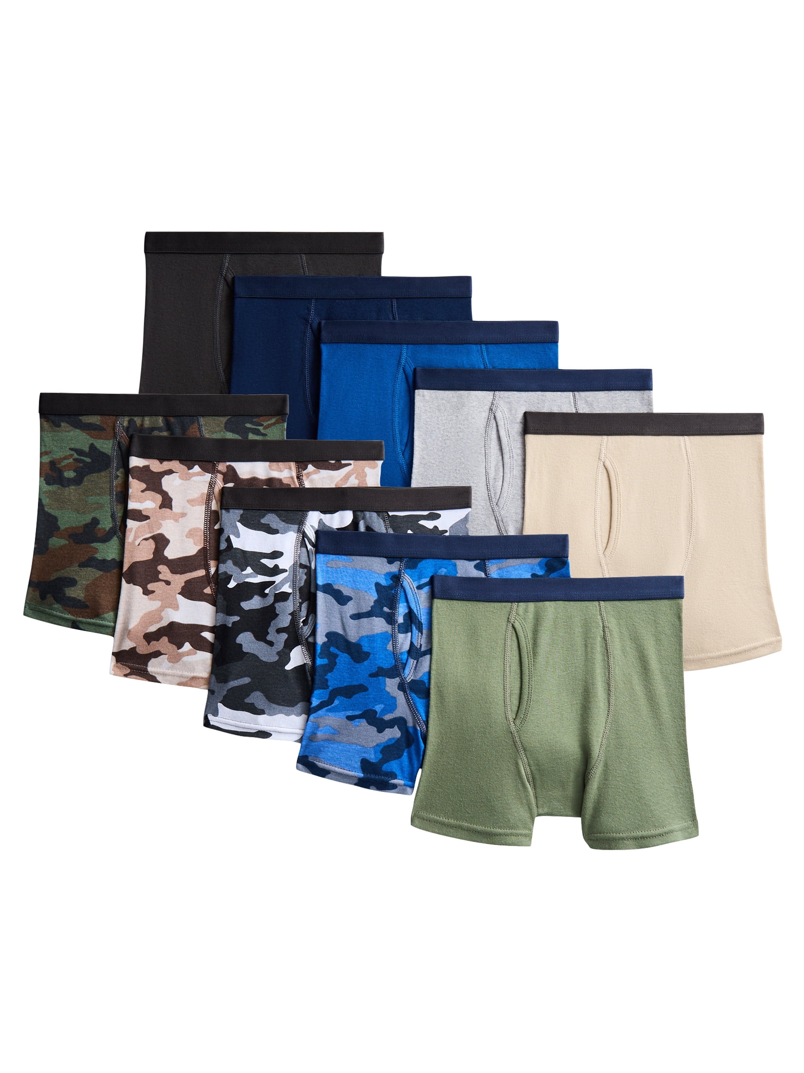 Wonder Nation Boys Underwear Soft Cotton Boxer Briefs, 10-Pack, Sizes S-XXL & Husky