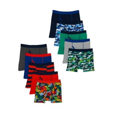 Wonder Nation Boys Underwear Soft Cotton Boxer Briefs, 10-Pack, Sizes S-XXL & Husky