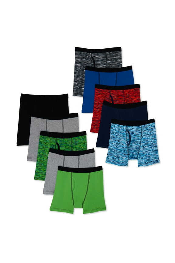 Boys Underwear Soft Cotton Boxer Briefs, 10-Pack, Sizes S-XXL & Husky