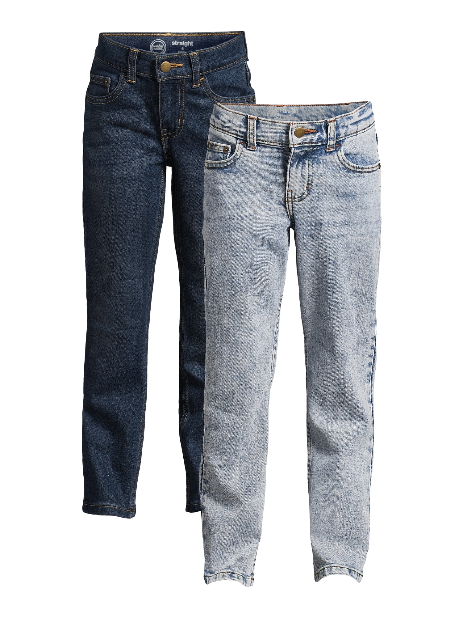 Wonder Nation Boys Vintage Straight Leg Denim Jeans, 2 Pack, Sizes 4-18