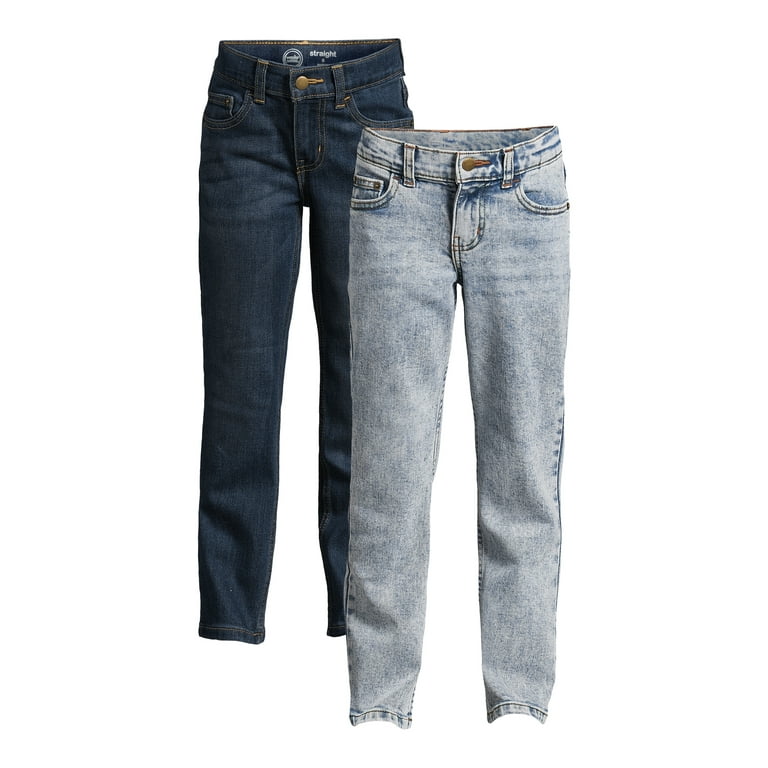 Wonder Nation Boys Distressed Straight Leg Jeans, 2 Pack