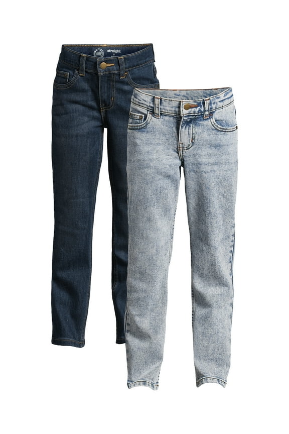 Boy's Vintage Straight Leg Denim Jeans, 2-Pack, Sizes 4-18