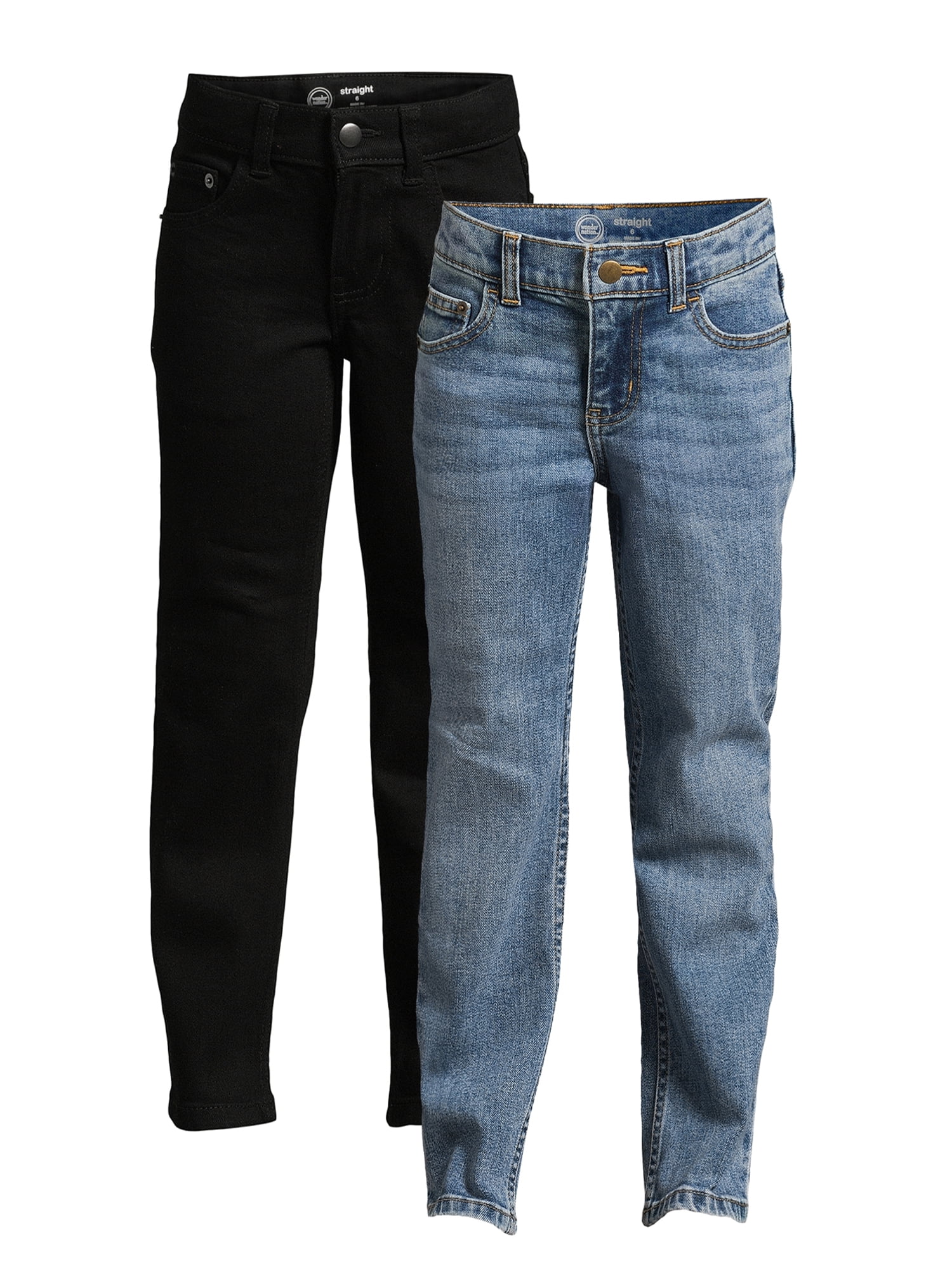Wonder Nation Boys Vintage Straight Leg Denim Jeans, 2 Pack Wonder Nation Boys Vintage Straight Leg Denim Jeans, 2 Pack