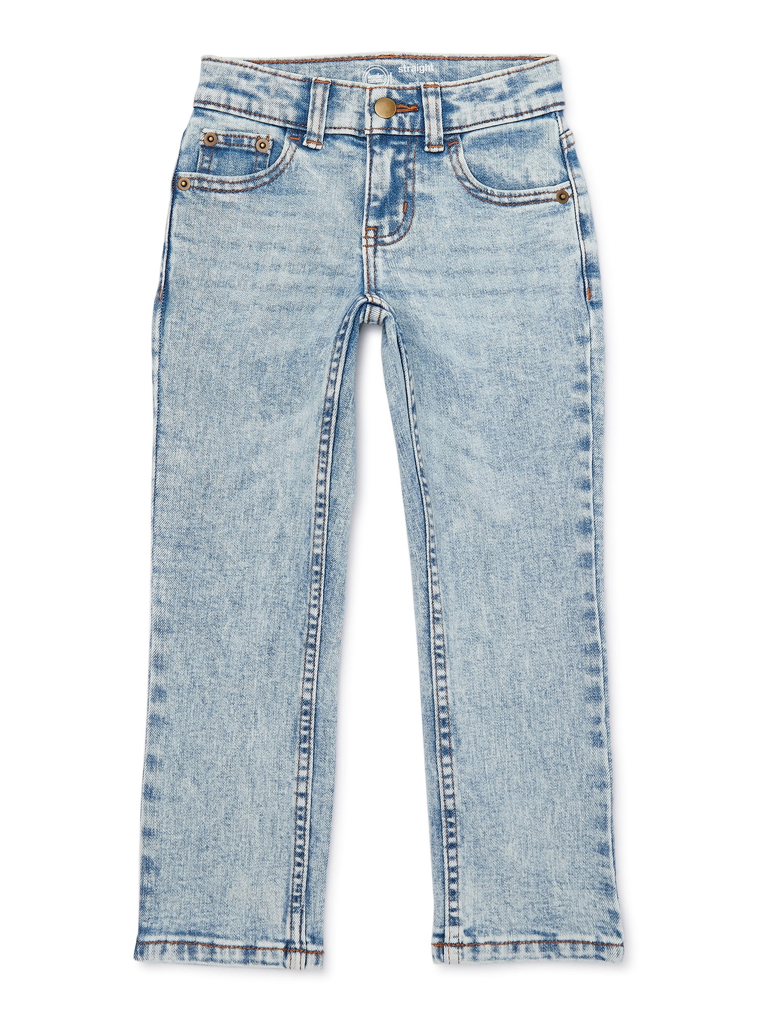 【WONDER WONDER】Raise Color Wash Long Wide Denim Pants Wonder Nation Boys Vintage Straight Leg Denim Jeans, Sizes 4